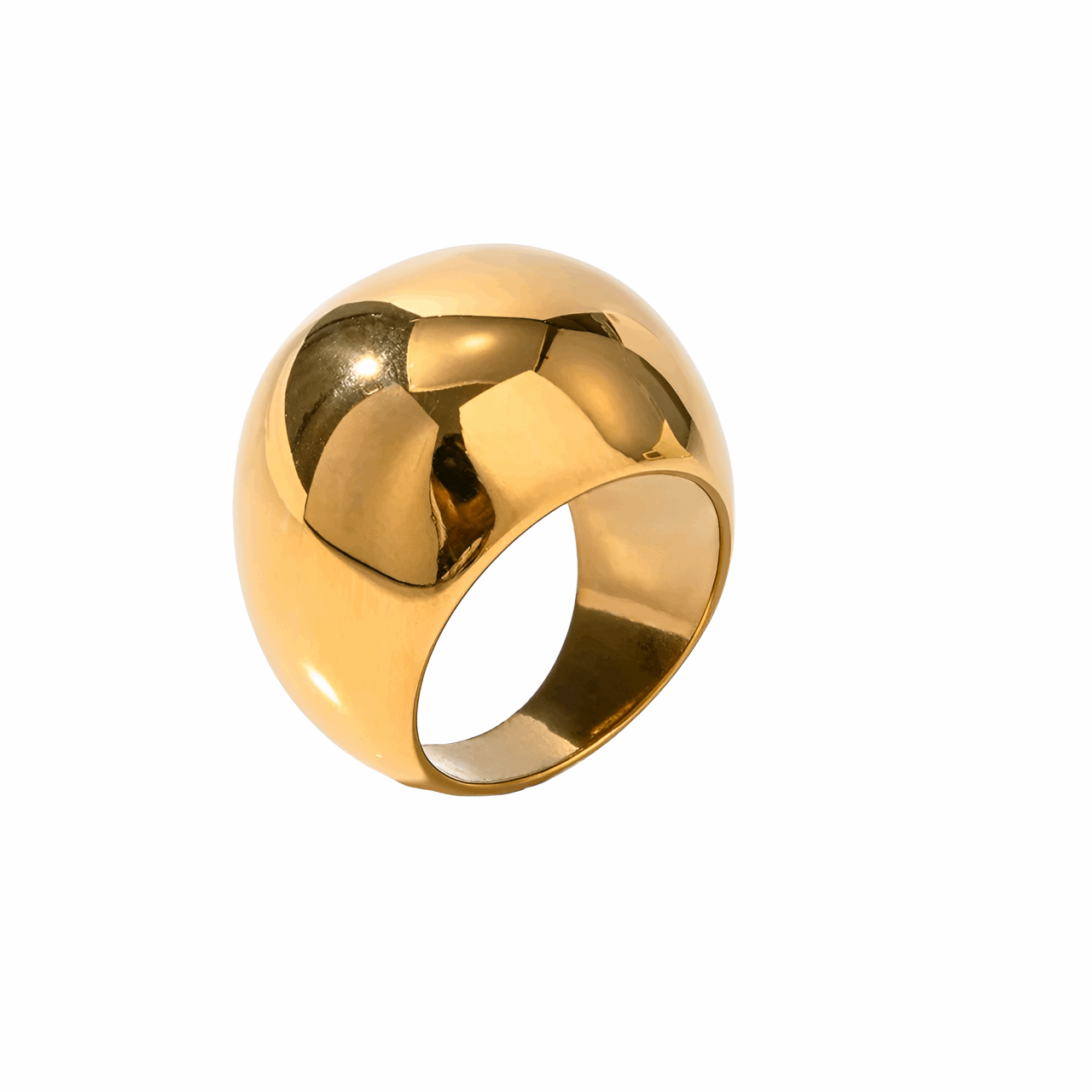 Anel Bold em Aço Inoxidável, disponível no tamanho 22 (19.8mm de diâmetro interno), com design convexo e polido, ideal para um estilo moderno e sofisticado.