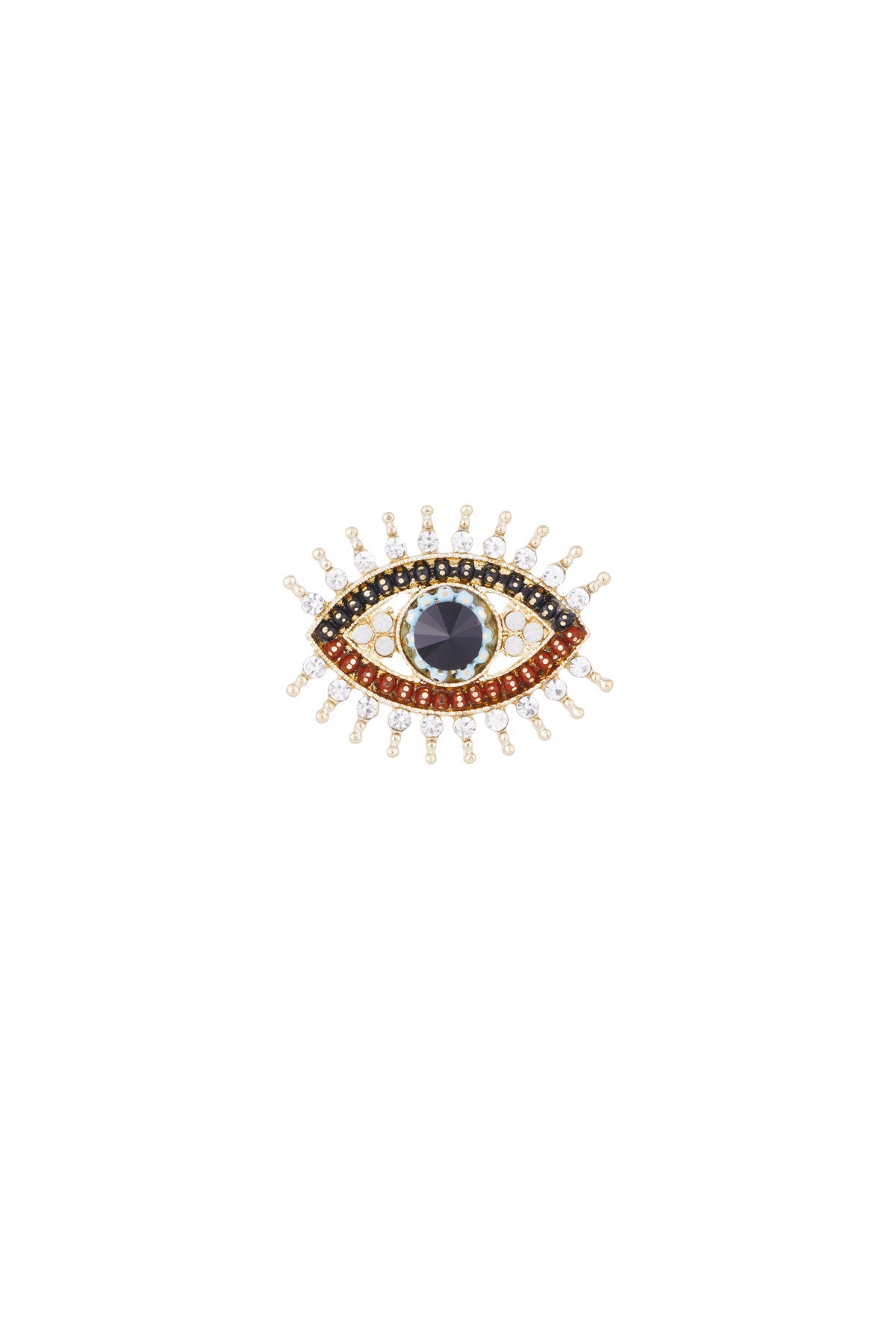 Broche em forma de olho com cristais preto e âmbar – Kaya and Olivia