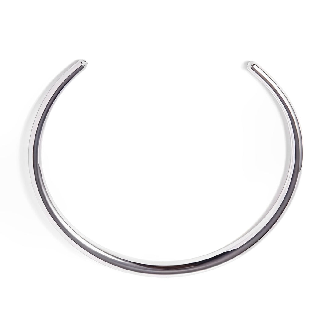 Choker Orla prateado – colar rígido minimalista para mulheres