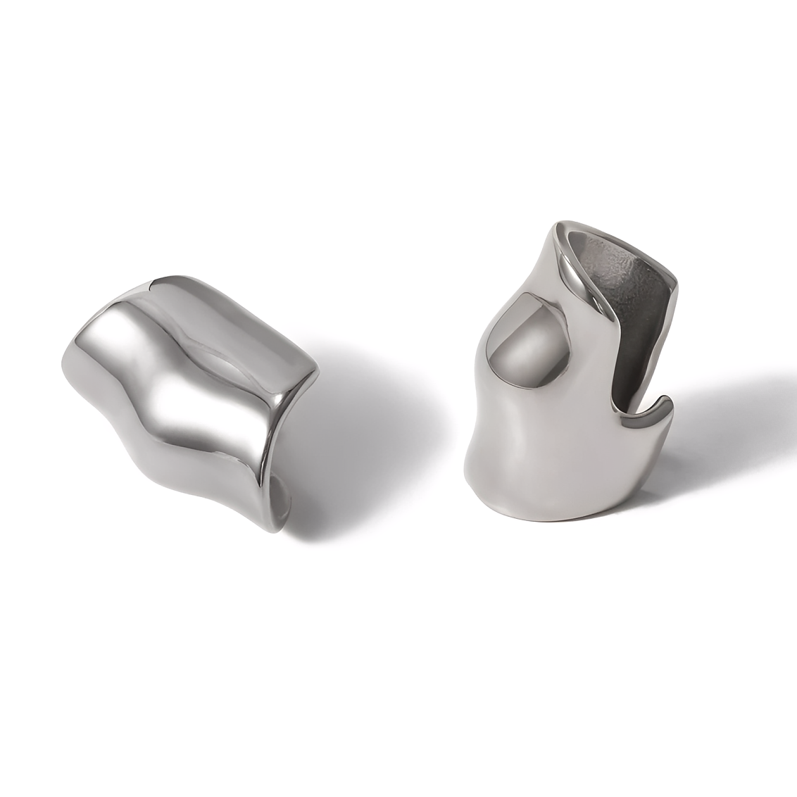 Earcuff Flux em aço inoxidável prateado – Kaya and Olivia