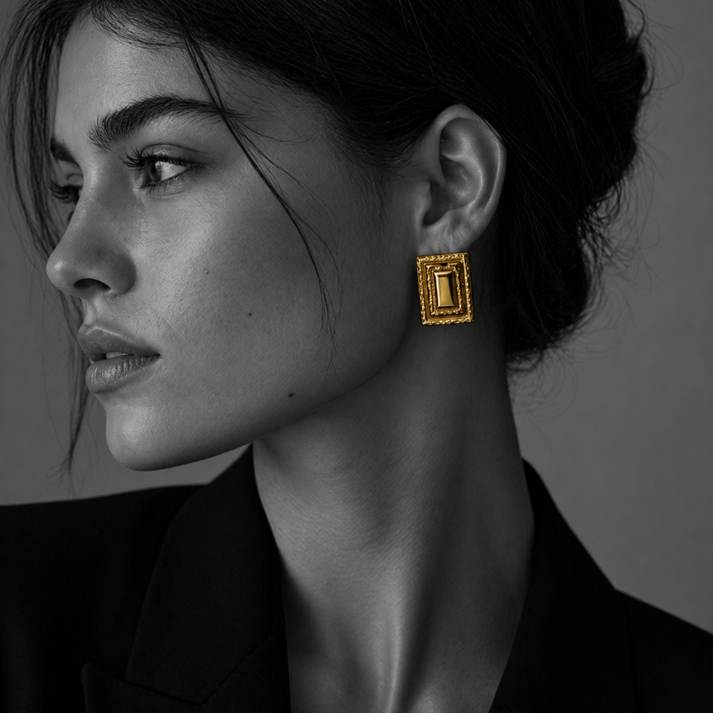 Ada Textured Geometric Stud - Kaya&Olivia