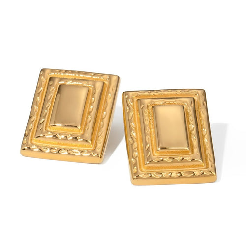 Ada Textured Geometric Stud - Kaya&Olivia