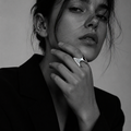 Arc ring by Kaya & Olivia — worn on model, architectural arc form, contemporary