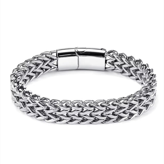 Pulseira entrelaçada em aço inoxidável prateado – modelo ARGUS da Kaya and Olivia

