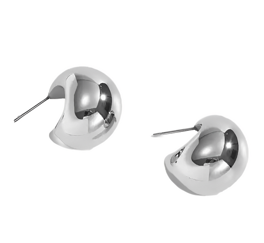 Brinco Chunky em aço inoxidável, disponível em dourado e prateado