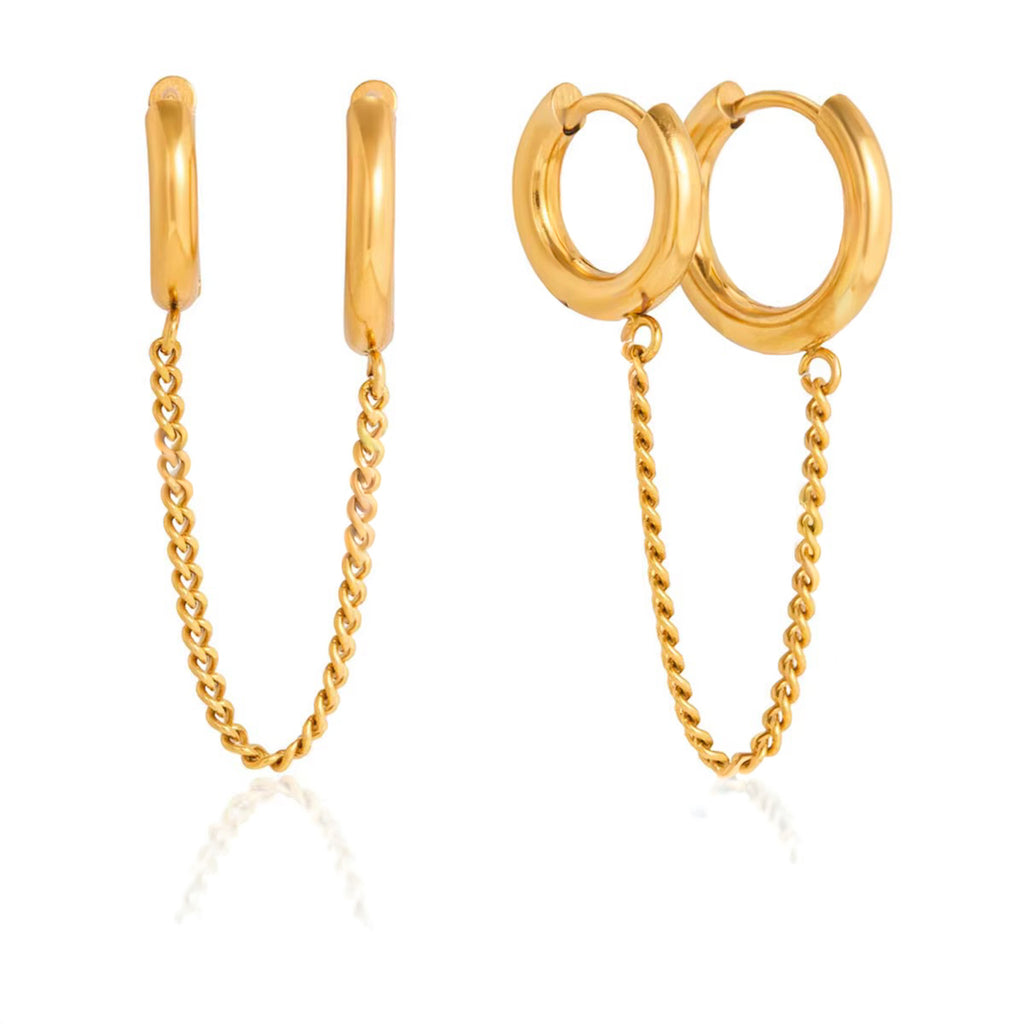 NAI earrings by Kaya & Olivia — gold, minimal chain hoops, delicate and refined