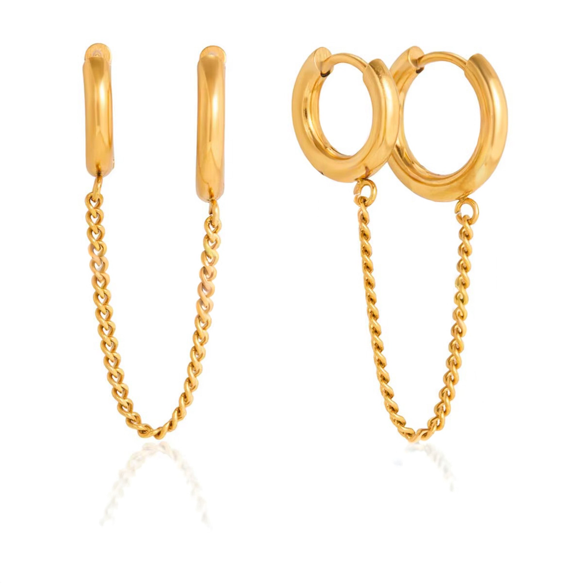 NAI earrings by Kaya & Olivia — gold, minimal chain hoops, delicate and refined