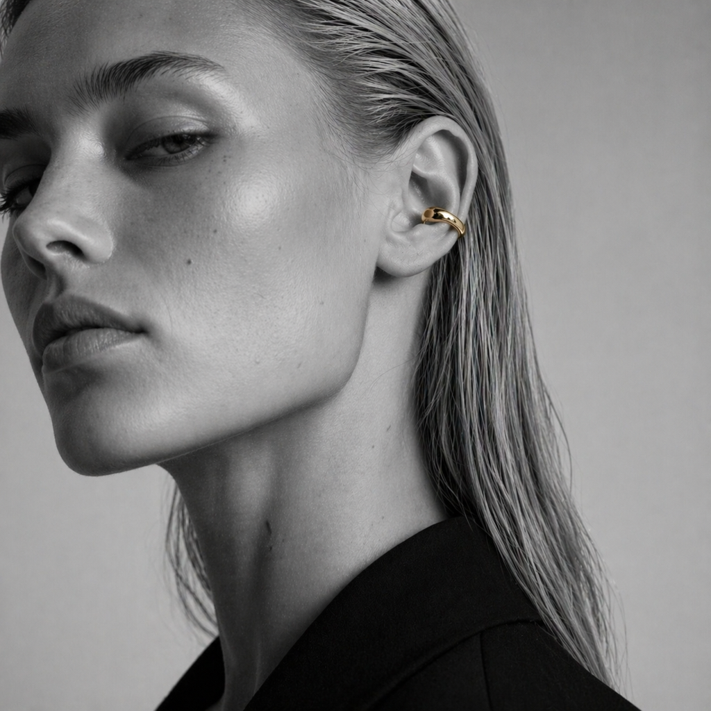 Marea earcuff by Kaya & Olivia — gold-plated wave earcuff, organic and fluid