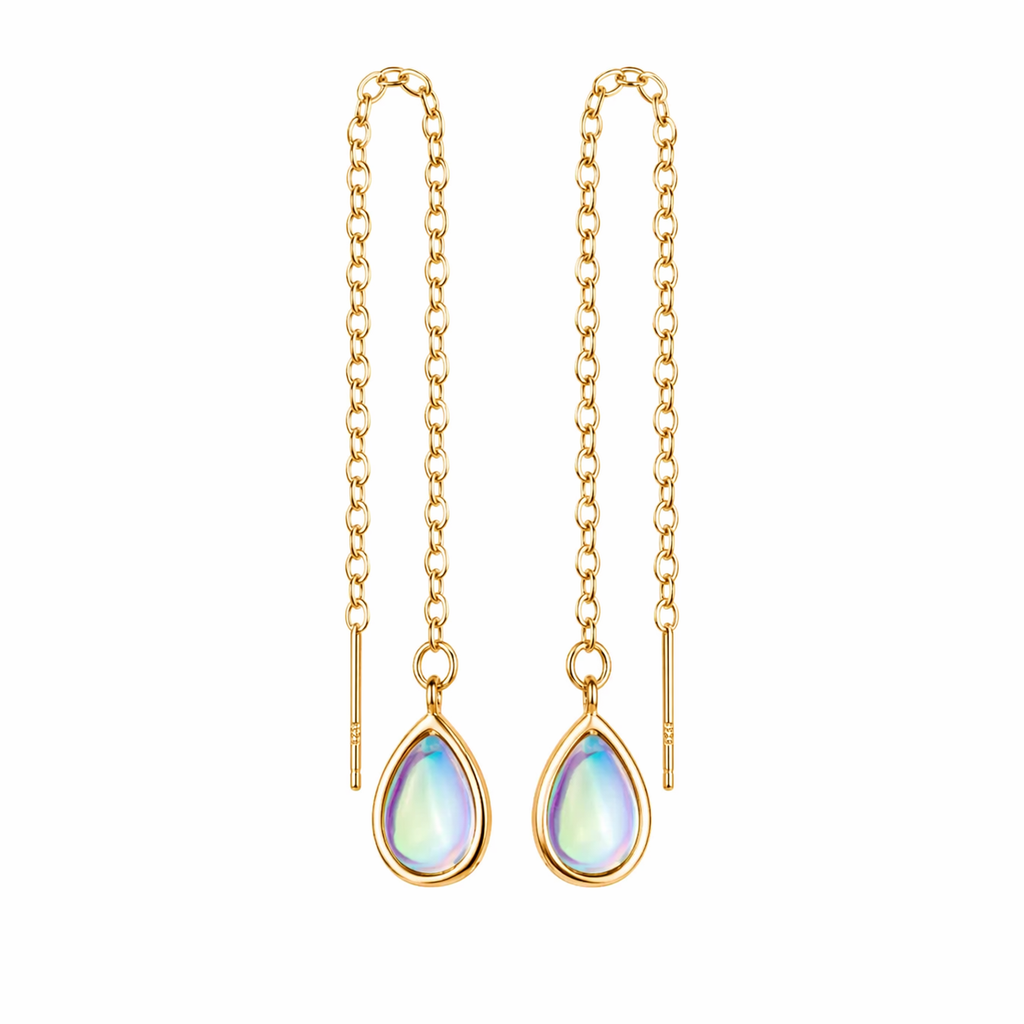 Naiad — Iridescent Drop Threader Earrings - Kaya&Olivia