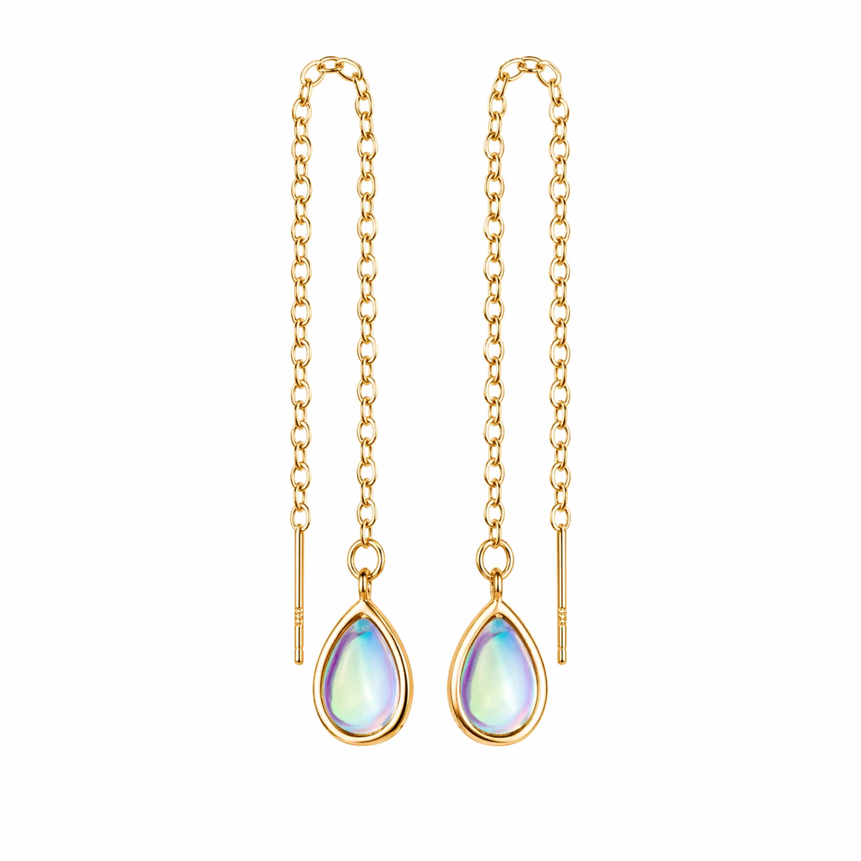 Naiad — Iridescent Drop Threader Earrings - Kaya&Olivia