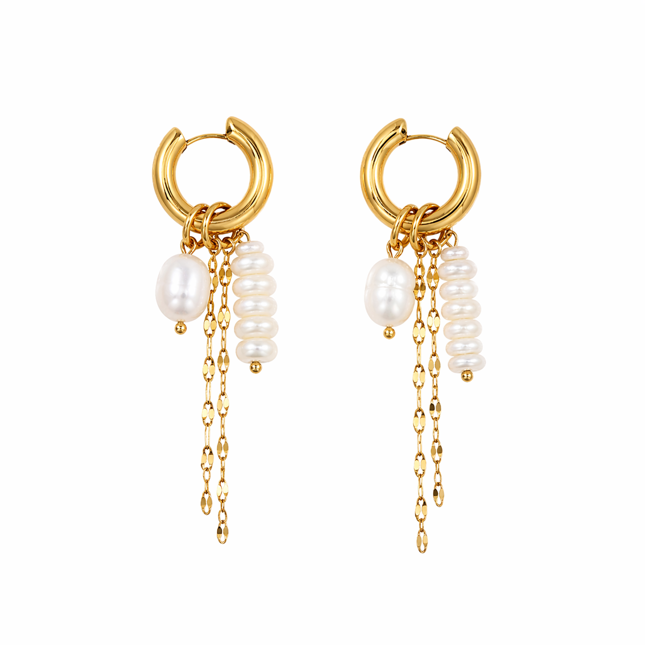 Nerina — Pearl Tassel Hoops - Kaya&Olivia