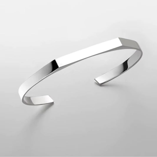 Pulseira masculina em aço inoxidável prateado estilo minimalista – Kaya and Olivia Men
