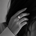 SORA PEARL ring by Kaya & Olivia — worn on model, pearl-set minimalist silver ring