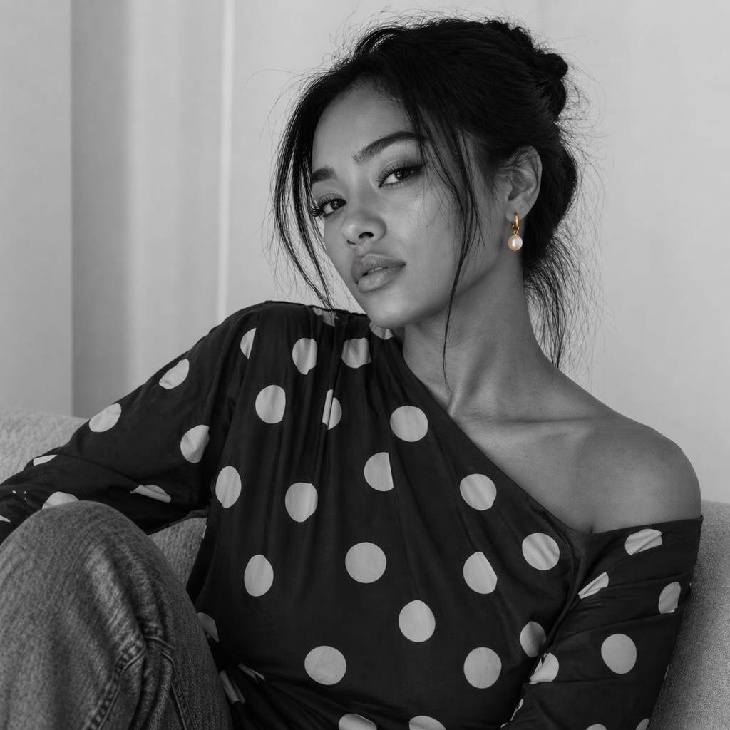 Taela earrings by Kaya & Olivia — worn on model, freshwater pearl hoop earrings