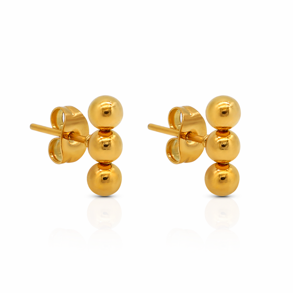 Tria Studs earrings by Kaya & Olivia — triple stud earrings, gold-plated, refined