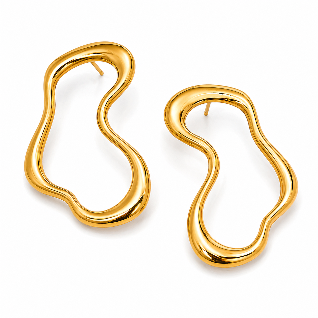 Unda earrings by Kaya & Olivia — gold-plated, fluid wave earrings, elegant