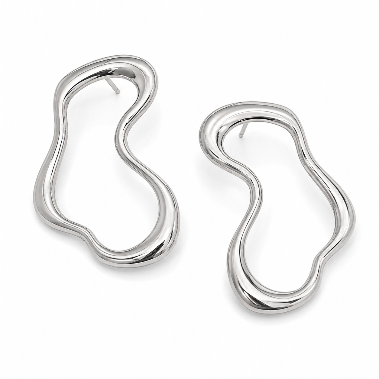 Unda earrings by Kaya & Olivia — silver, undulating wave form earrings