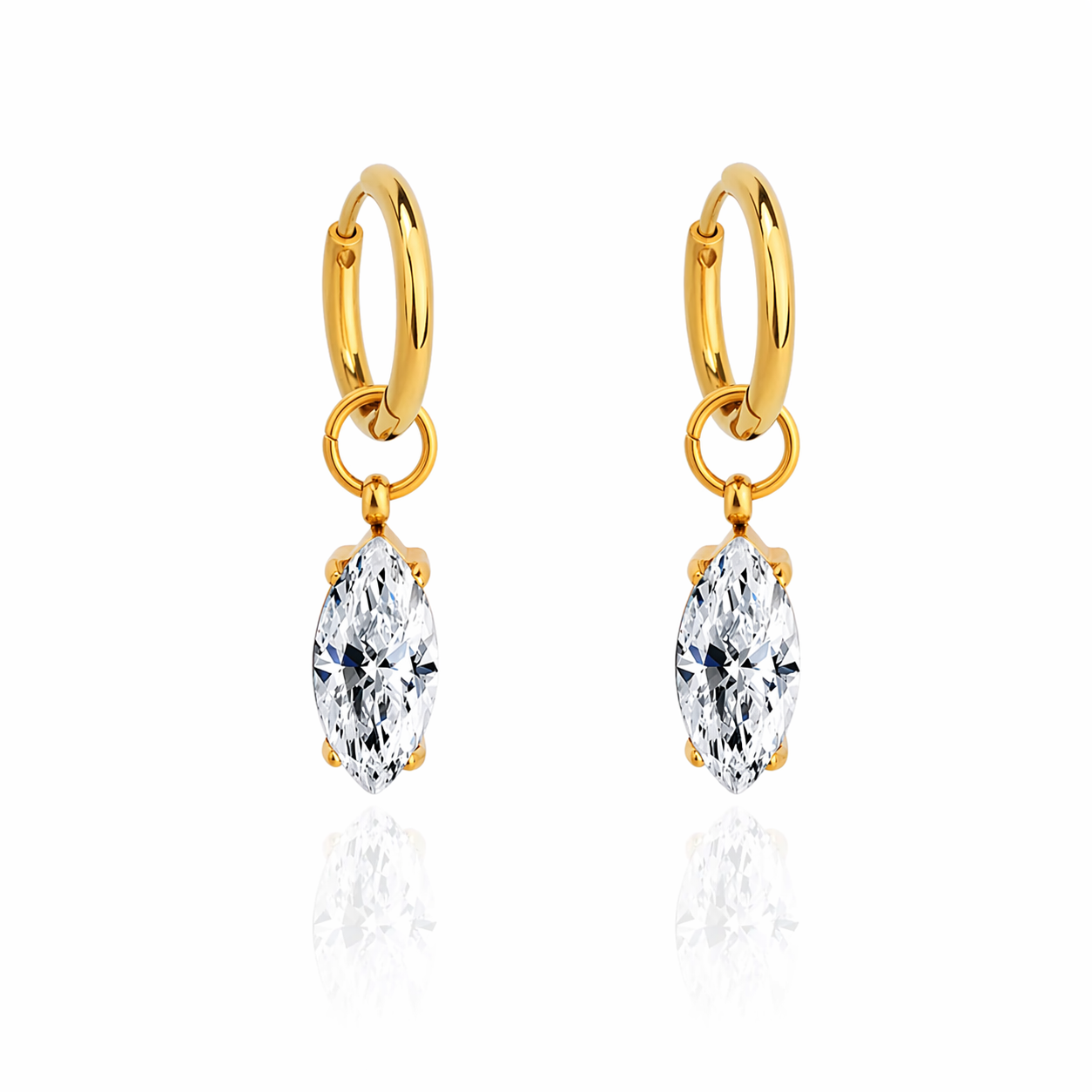 Amélie — Brincos com Zircónia Marquise - Kaya&Olivia