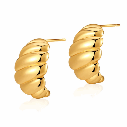 Brinco Croissant em aço inoxidável com design espiralado