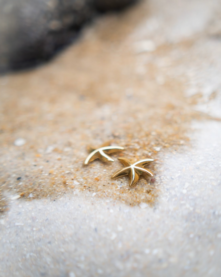 Cloé Earrings with a modern starfish design in high-quality gold stainless steel, perfect for adding a fresh touch to any look.
